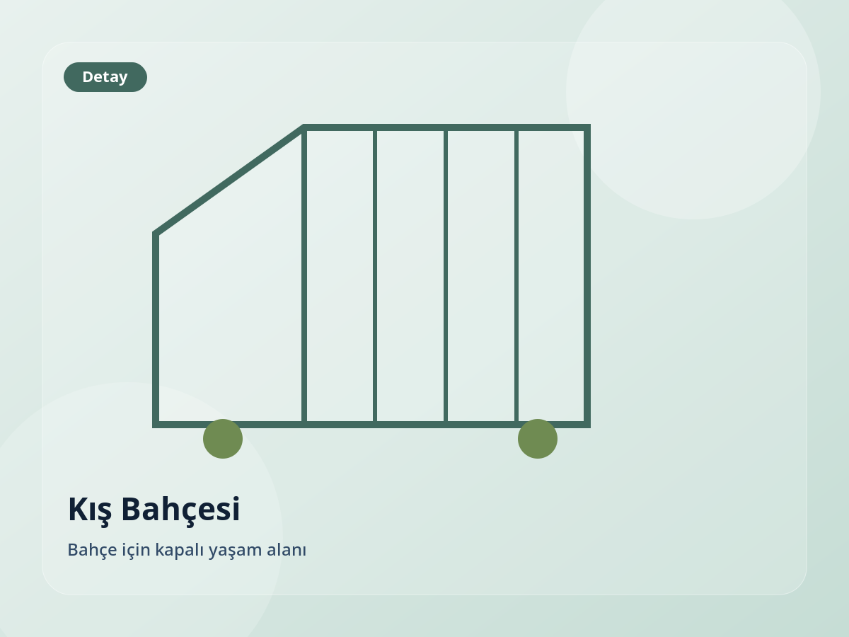 Bahçe için kapalı yaşam alanı